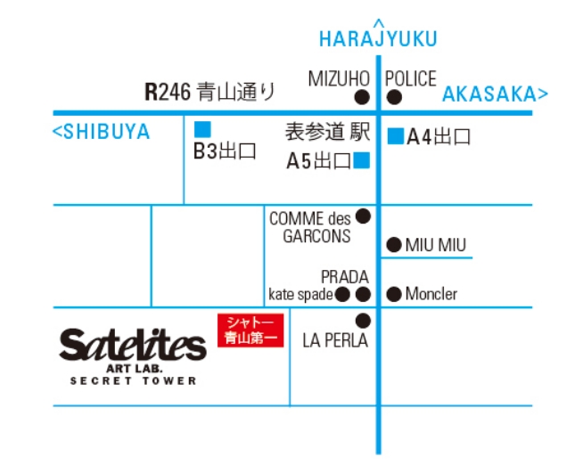 表参道駅近辺サテライツアートラボの地図